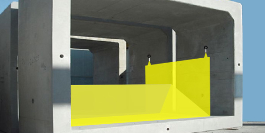 Batardeaux souples Water-Gate©. Schéma d'une installation dans un ponceau béton | Cas #9